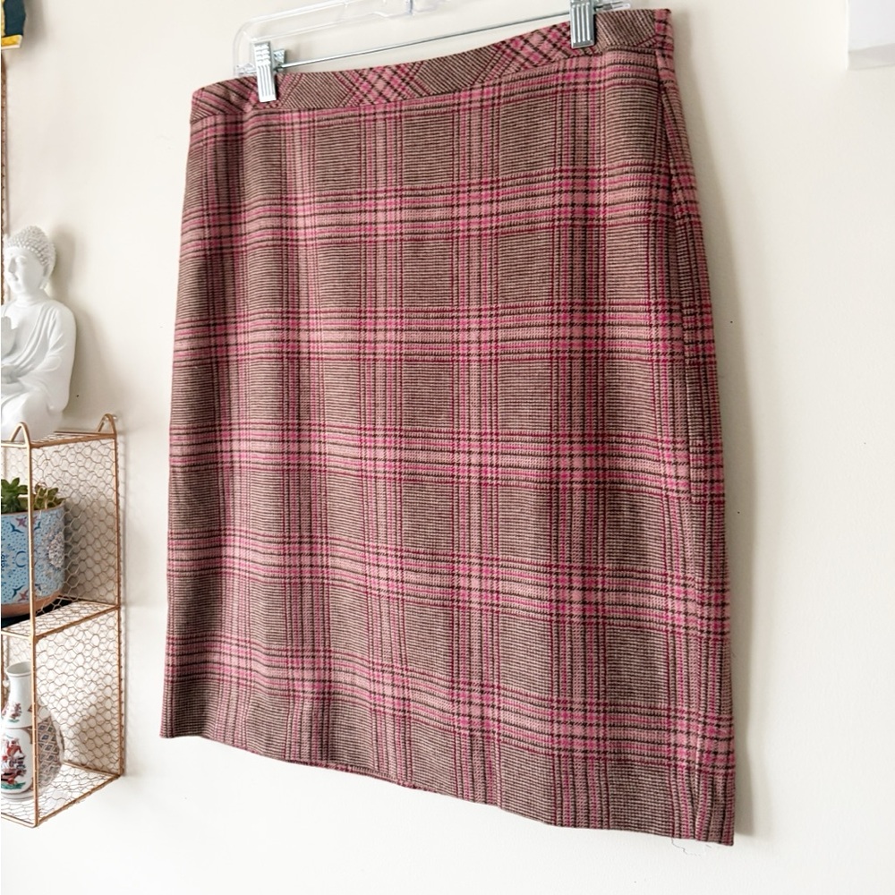 Talbots Wool Blend Glen Plaid Pencil Skirt Size 10 Classic Preppy Academia - Picture 3 of 15